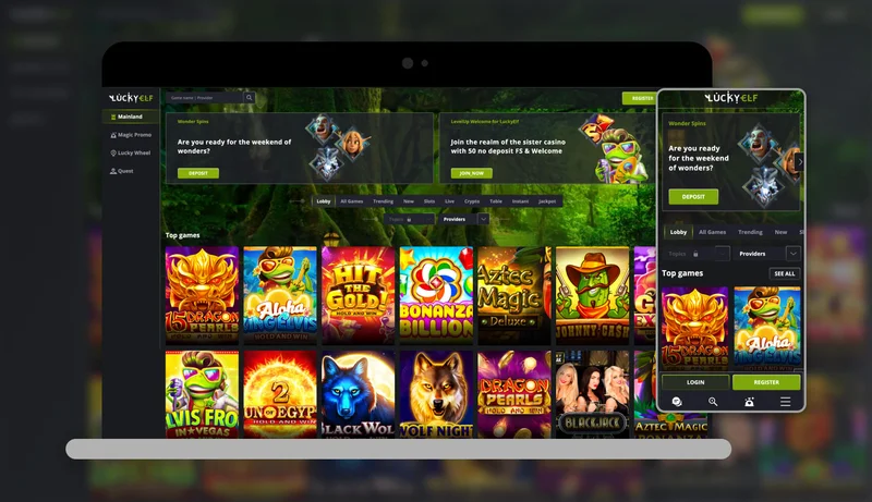 Lucky Elf Casino Game Library - Slots and Live Casino